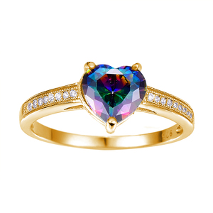 Cincin <span class=keywords><strong>Opal</strong></span> Api Perempuan Desain Berbentuk Hati Malaikat Perak Berlapis Emas Putih - Product Image 6