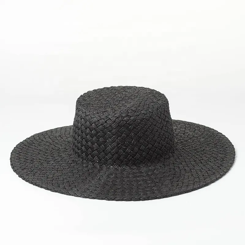 2021 Summer Hollow Hand Woven Paper Hat Straw Boater Hat Designer Pattern Travelling Beach Sun Hat