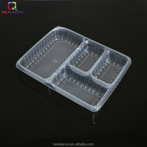 Bandeja de Plástico Desechable de Grado Alimenticio con Cuatro Compartimentos para Envasado de Alimentos, Lonchera de Plástico para Catering, Fiestas y Comida para Llevar - Product Image 4