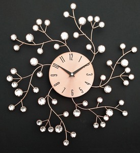 Rõ Ràng Diamante Đính Cườm Jeweled Đen Hướng Dương Kim Loại Spiked Đồng Hồ Treo Tường - Product Image 5