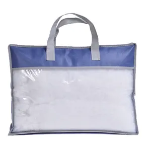 Custom Clear PVC Non Woven Dustproof Large Tote Quilt Blanket Pillow Packaging Storage Bag With Zipper