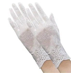 Lady Fashion Ice Silk Flower Rutsch feste Sonnen-UV-Schutz handschuhe zum Fahren von Bildschirmen