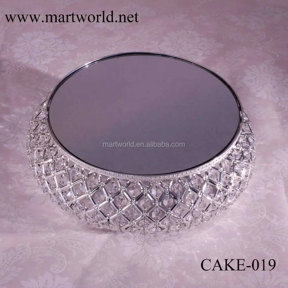 Dekorasi kue bulat logam kristal, dudukan kue pernikahan, dekorasi kue bulat kristal (kue-019)