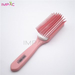 Brosse <span class=keywords><strong>Denman</strong></span> unique en cheveux humains, toucher doux, droite, rose, plastique, 9 rangées - Product Image 1