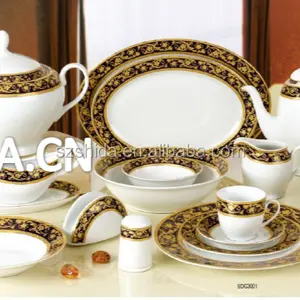 Factory supply 120pcs royal porcelain tableware/colorful porcelain dinnerware sets for 12