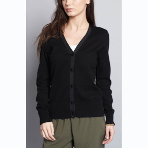 Maglione Cardigan lavorato a maglia da donna solido con <span class=keywords><strong>scollo</strong></span> a <span class=keywords><strong>v</strong></span> e tasca in <span class=keywords><strong>cotone</strong></span> 100% - Product Image 1