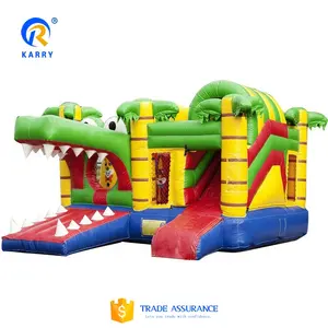 Coloful Gonflable Jumper Bounce House Château herbe Dragon Gonflable Saut Maison Toboggan Combo Obstacle Course