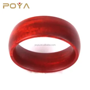 Red Sandalwood Ring,Wood Wedding Band Ring For His and Her,8MM Domed Comfort Fit