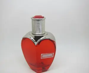 100ml Luxus hohe qualität rot herz form leere frauen verwenden glas parfüm flasche