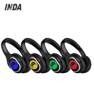 China Shenzhen Fabrikant Groothandel Silent Disco Headset Draadloze Koptelefoon Hoofdtelefoon Met Led Licht