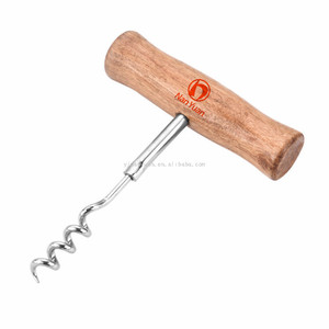<span class=keywords><strong>Sacacorchos</strong></span> de vino con mango de madera en forma de T inoxidable de metal - Product Image 2