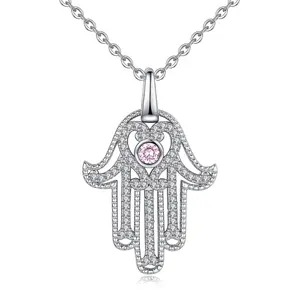 Phụ Nữ 925 Trang Sức Bạc Sterling Hamsa Bàn Tay Của Fatima Mặt Dây Chuyền