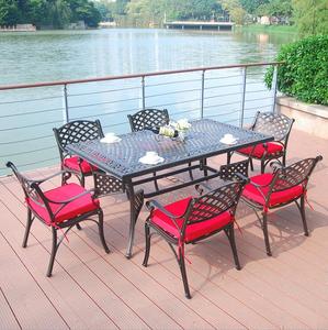 <span class=keywords><strong>Mesa</strong></span> de Jardín de Hierro Forjado y Juego de Comedor de Aluminio Fundido, Muebles Metálicos Aptos para Hoteles - Product Image 1