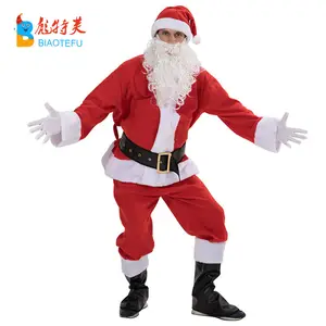 Kwaliteit Kerst Pluche X'mas Adult Party Mannen Kostuums Plus Size Kerstman Fluwelen Cosplay Kostuums