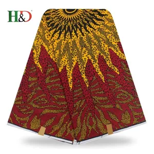 H & D En Gros 2018 Style de Haute Qualité En Tricot de Coton 6 Mètres En Gros Africain Cire Tissu Imprimé Pour Pas Cher