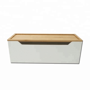 Bamboo Cable Management Box Stylish Cord Organizer Box Hides Power Strip Surge Protector cover Eco-Friendly TV Cord Box