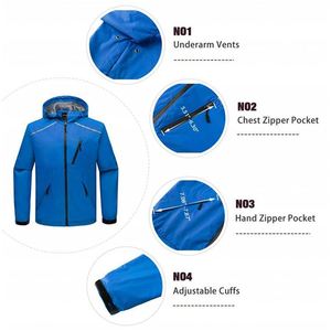Los hombres de senderismo con capucha a prueba de viento chaqueta rompevientos para escalar - Product Image 2