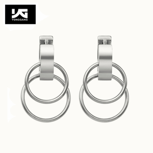 Boucles d'oreilles <span class=keywords><strong>Double</strong></span> cercles en acier inoxydable, pour femmes, accessoires de mode, idée cadeau, vente en gros - Product Image 2