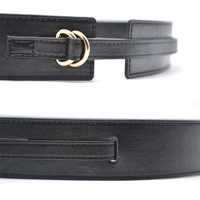 Carosung Custom Black Oil Wax PU Leder Mode 38mm Damen Taillen gürtel mit Gold D Ring Schnallen für Kleid