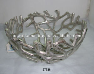 Plateau de service en aluminium avec nouveau design Plateau de service en métal indien avec bol de service décoratif pour la maison en aluminium à bas prix - Product Image 2