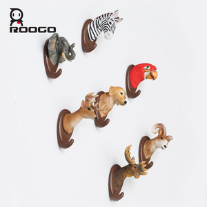 Crochets muraux en résine réaliste de style rustique ROOGO, représentant des animaux de la jungle, pour clés, manteaux, serviettes, décoration intérieure - Product Image 1