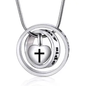 heart Cremation Jewelry Cross Urn Necklace Pendant heart Memorial Ash Jewelry forever in my heart
