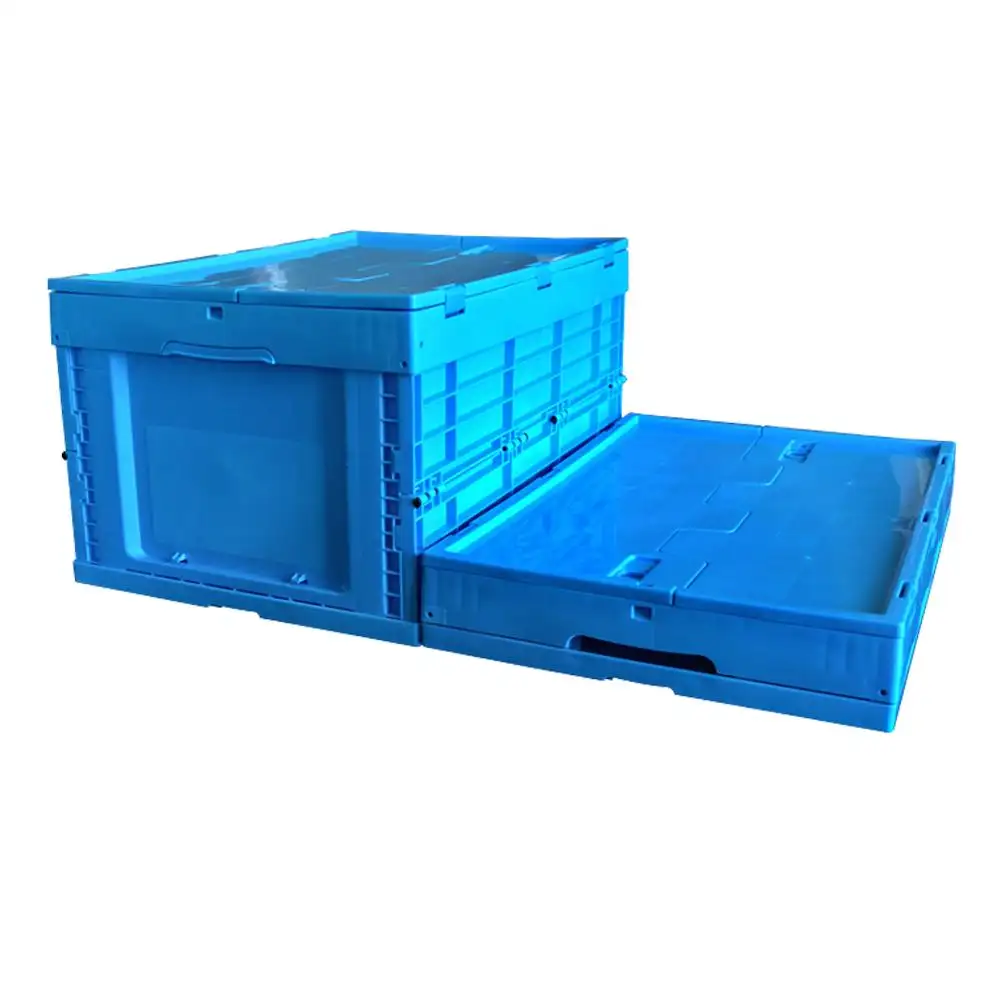 Boîte de rangement en plastique à couvercle fixé, portable, pour stockage de l'ail, expédition pliante, pièces industrielles, conteneurs, caisse de chargement