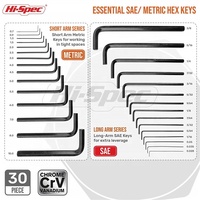 Jeu de clés Allen hexagonales métriques SAE 30 pièces, étui rigide pliable, tailles petites/grandes, acier au chrome-vanadium, noir, haute spécification, prêt pour OEM/ODM