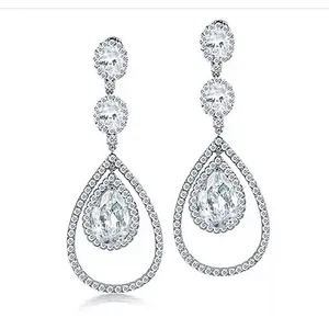 simple wedding design crystal drop earrings