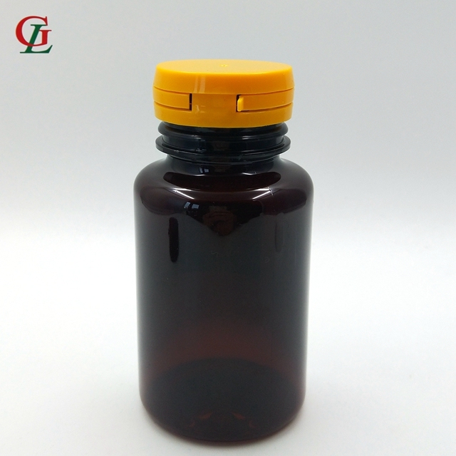 Haute qualité 175 ML PET ambre en plastique ronde chewing-gum bouteille xylitol bouteille, chocolat bonbons bouteille