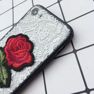 Capa de celular para iphone 6 6s plus, capa dura de renda com flores de rosa 3d fashion sexy