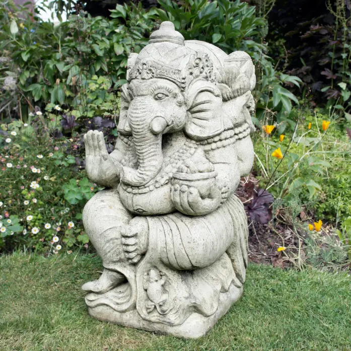 Patung Ganesh Batu Bali Putih Dewa India Besar Kustom Kualitas Tinggi untuk Dijual