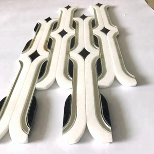 גביש זכוכית פסיפס שחור השיש Waterjet שיבוץ טבעי אבן אריח