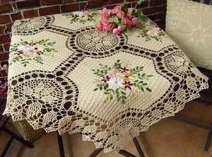 <span class=keywords><strong>Nappe</strong></span> en dentelle au crochet 100% coton avec broderie à la main - Product Image 2