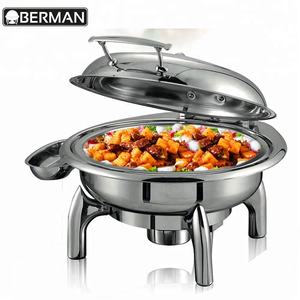Hongkong bava bölücüler paslanmaz çelik asılı büfe hizmet gıda ısıtıcısı cam kapak rulo üst chafer dönen chafing çanak - Product Image 6