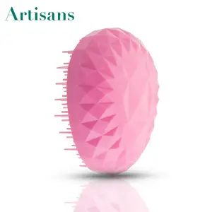 Etiqueta Privada rosa y negro diamante forma huevo plástico detangling cepillo de pelo