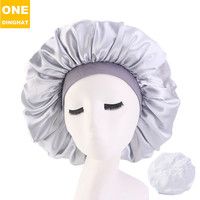 Logo personnalisé grande taille 42 cm bonnet de sommeil en satin bonnet en soie à bande élastique de qualité supérieure pour les femmes
