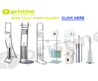 Porte-papier toilette autoportant en acier chromé réglable, design moderne, base circulaire pour salle de bain, marque Pristine