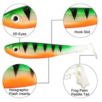 Leurre souple en plastique Swimbait 3 ou 4 pouces pour pêche en eau douce et salée, avec feuille métallisée à l'intérieur, queue à pagaie, appât de pêche réaliste