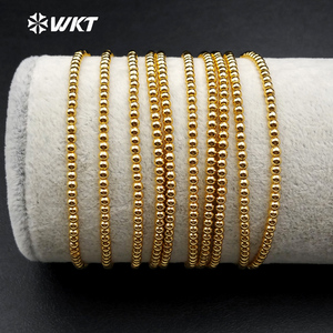 WT-B373 Wholesale Simple <strong>Bracelet</strong> Pure Brass <strong>Beads</strong> <strong>Bracelet</strong> With 24K Real <strong>Gold</strong> Electroplate Brass <strong>Beads</strong> <strong>Bracelet</strong> - Product Image 2