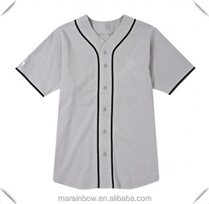 Gris gruesa 100% poliéster jersey de béisbol con la tubería del contraste en blanco personalizado jerseys de béisbol al por mayor - Product Image 1