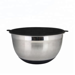 Satin Hoàn Thành Thép Không Gỉ, Màu Sơn Silicone Salad Trộn Bowls Set Với PE Nắp - Product Image 5