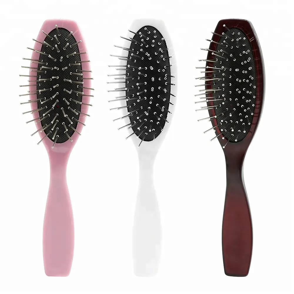 Portable Paddle Fluffy Hair Detangle Metal Bristles Mini Hair Brush For Wig Hair