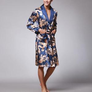 Robe de nuit <span class=keywords><strong>en</strong></span> <span class=keywords><strong>Satin</strong></span> de soie pour hommes, Kimono de luxe, à manches longues, 2019 - Product Image 2