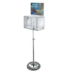 Floor stand aluminium voetstuk acryl donatie suggestie stembus met teken houder