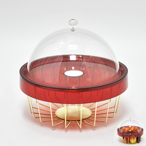 Plato pequeño de plástico con base de alambre para servir aperitivos con tapa - Product Image 3