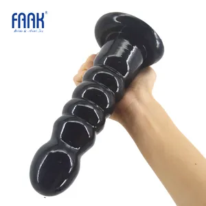 FAAK 21.9 厘米肛塞吸盘黑色假阳具的性玩具女装男装橡胶阴茎肛门肛塞情趣用品商店灵活的公鸡