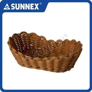 สินค้าขายดีปี 2025 สำหรับภาชนะทรงสี่เหลี่ยมผืนผ้าสีน้ำตาลทำจากหวายเทียมสีเบจ ขนาด 28x17x10 ซม. ผลิตจากพลาสติก PP เกรดสำหรับอาหาร ใช้กับเครื่องล้างจานได้ ป้องกันเชื้อรา - Product Image 3