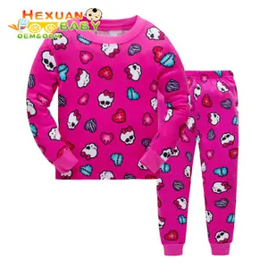 2-7Y , kids autumn sleepwear Girls long pants tops pajamas sets cotton nightwear cute cartoon pyjamas 245