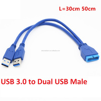 Dual dos puertos tipo USB 3,0 tipo A montaje en panel de tornillo hembra a placa base Cable de 20 pines